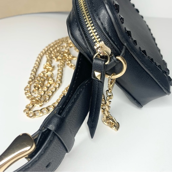 Vince Camuto | 3PC Black Studded Fanny Pack / Crossbody Belt Bag  - Medium - Picture 7 of 12